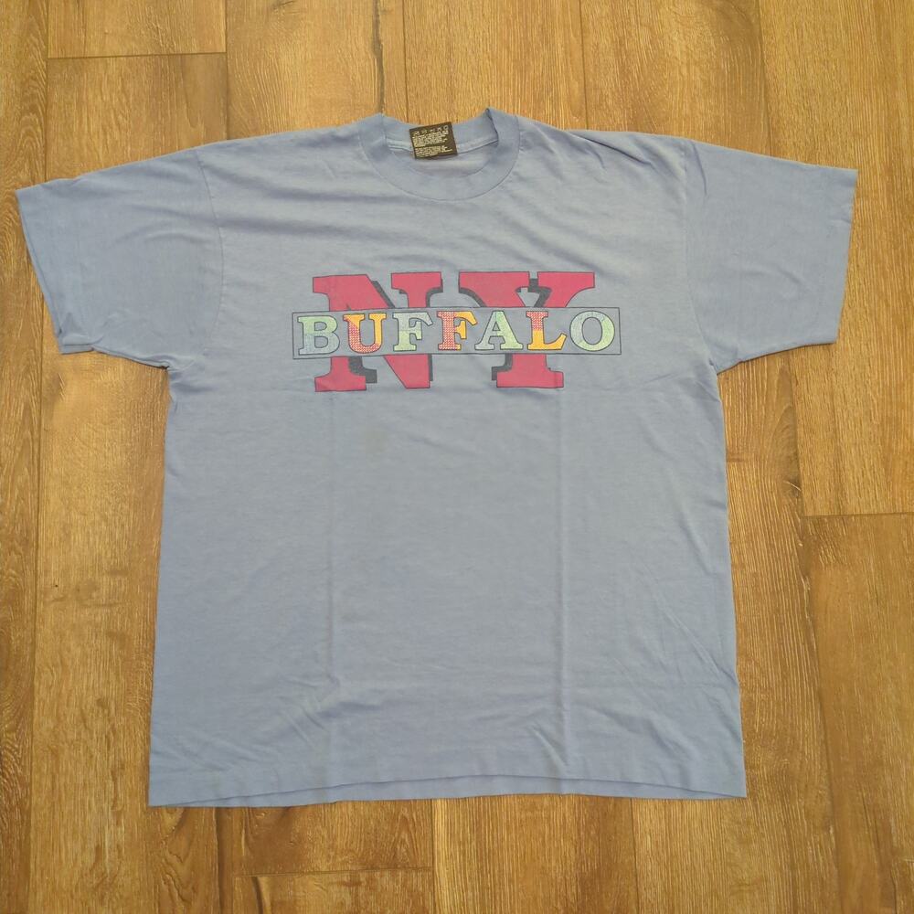VTG New York Buffalo Adult XL Shirt Thin‎ Lightweight Colorful Single Stitch 90s